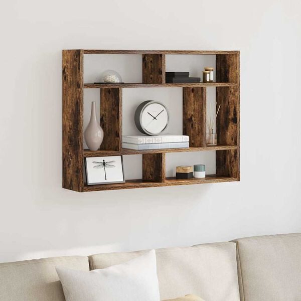 vidaXL Wall Shelf Smoked Oak Engineered Wood 29.5 x 6.3 x 21.7 in