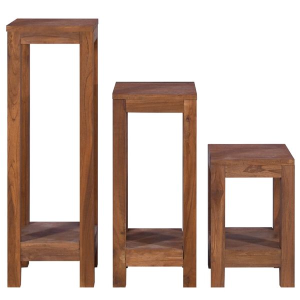 vidaXL Plant Stand Set of 3 Natural Teak Solid Teak Wood