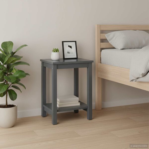 vidaXL Bedside Cabinet Dark Gray Solid Pinewood Small Storage