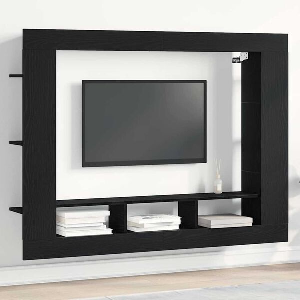 vidaXL TV Cabinet Black oak 59.84 x 8.66 x 44.49 in Engineered wood