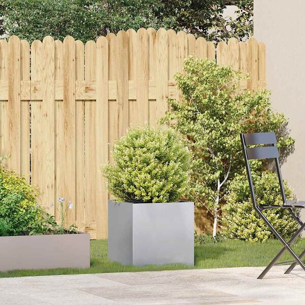 vidaXL Planter Galvanized Steel Large Decorative Inlays Planter Square