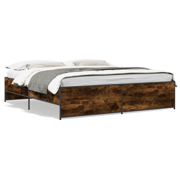 vidaXL Bed Frame Smoked Oak Engineered Wood Super King Durable
