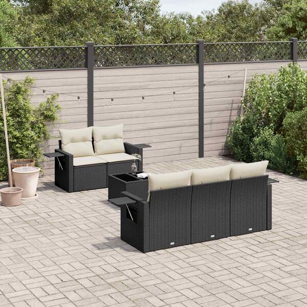 vidaXL Garden Sofa Set Black and Cream White