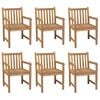 vidaXL Patio Chair Set of 6 Teak with Green Cushions