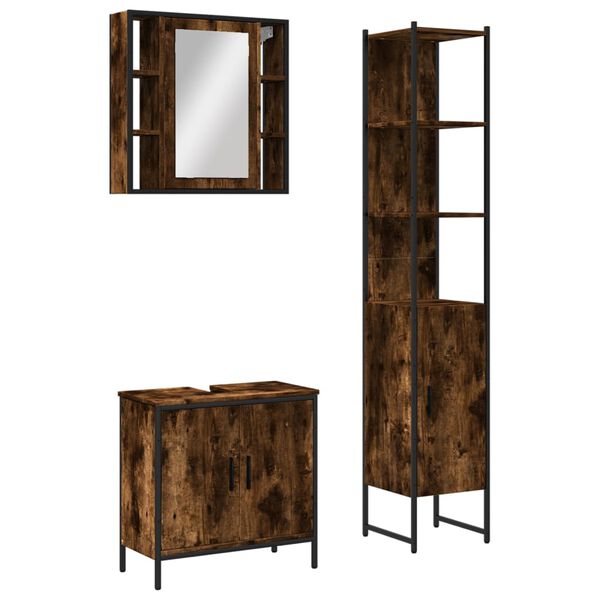 vidaXL Bathroom Cabinet Set Smoked oak Engineered wood Standard