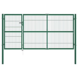 vidaXL Garden Fence Gate with Posts 137.8x55.1" Steel Green
