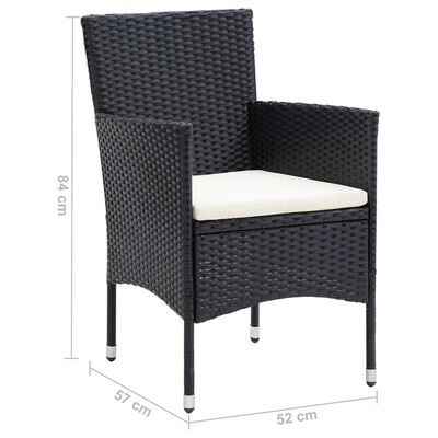 vidaXL Patio Dining Chairs 4 pcs Poly Rattan Black