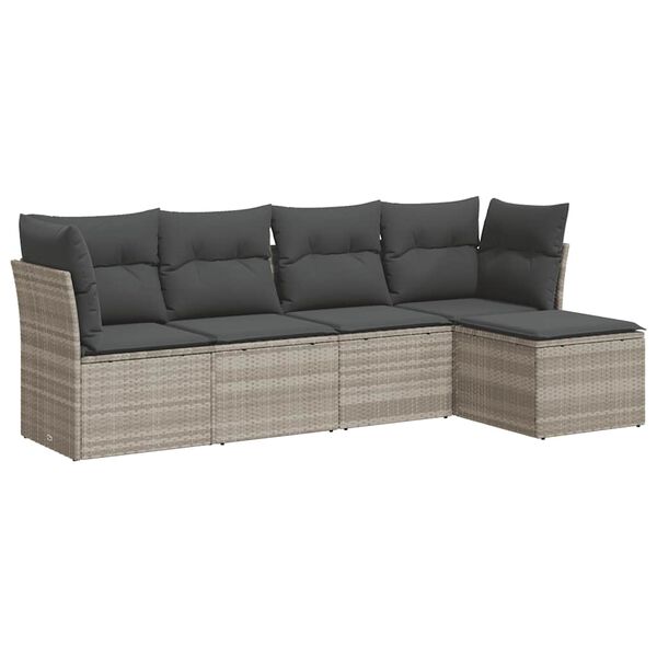 vidaXL Garden Sofa Set Light Grey, Dark Grey PE Rattan Medium