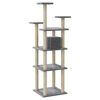 vidaXL Cat Tree Light Grey Engineered Wood, Plush, Sisal 67.3 in Tall
