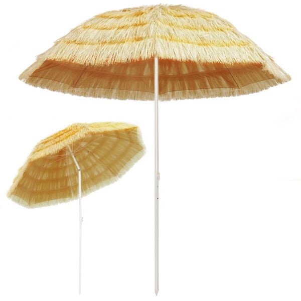vidaXL Beach Parasol Natural Polypropylene, Polyester, Powder-Coated Steel
