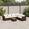 vidaXL Patio Lounge Set Brown PE rattan 7 Piece Set Adjustable Feet