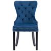 vidaXL Dining Chair Set of 2 Blue Velvet, solid rubberwood Standard