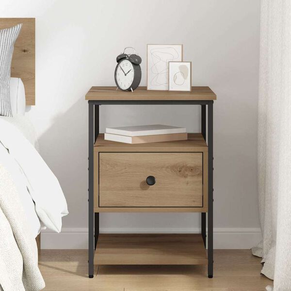 vidaXL Bedside Cabinet Artisan Oak 15.75 x 16.54 x 22.05 in
