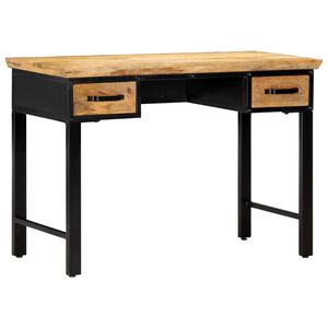vidaXL Writing Table Natural and Black Solid Mango Wood, Engineered Wood