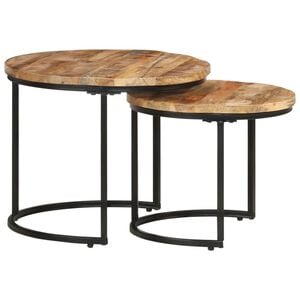 vidaXL Nesting Table Set of 2 Natural Wood