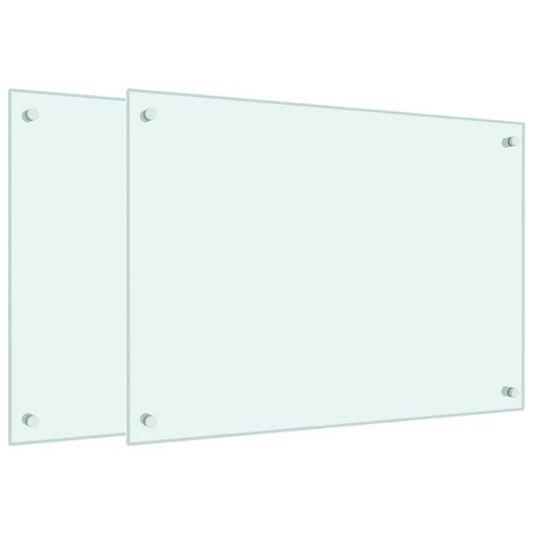vidaXL Kitchen Backsplashes 2 pcs White 27.6"x19.7" Tempered Glass