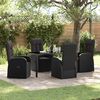 vidaXL Garden Dining Set with Cushion 5 pcs Black Poly Rattan