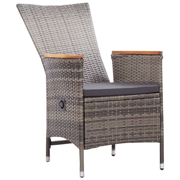 vidaXL 5 Piece Patio Dining Set with Cushions Poly Rattan Gray