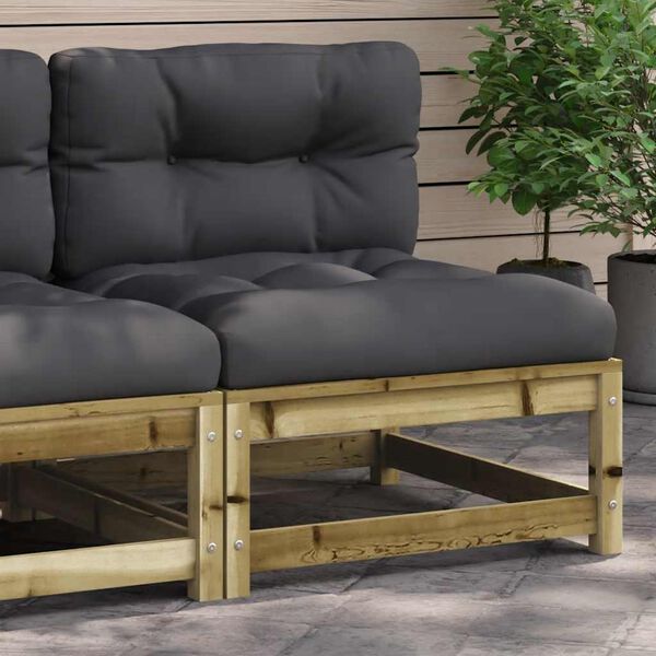 vidaXL Patio Sofa Armless with Cushions Impregnated Wood Pine