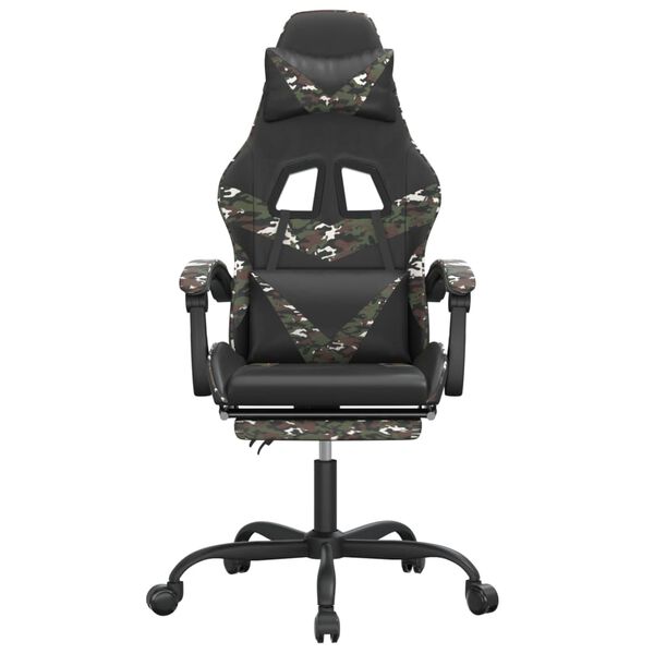 vidaXL Gaming Chair with Footrest Black and Camouflage Faux Leather
