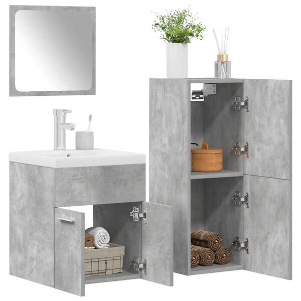 vidaXL Bathroom Furniture Set Concrete gray Engineered wood, Ceramic, Glass