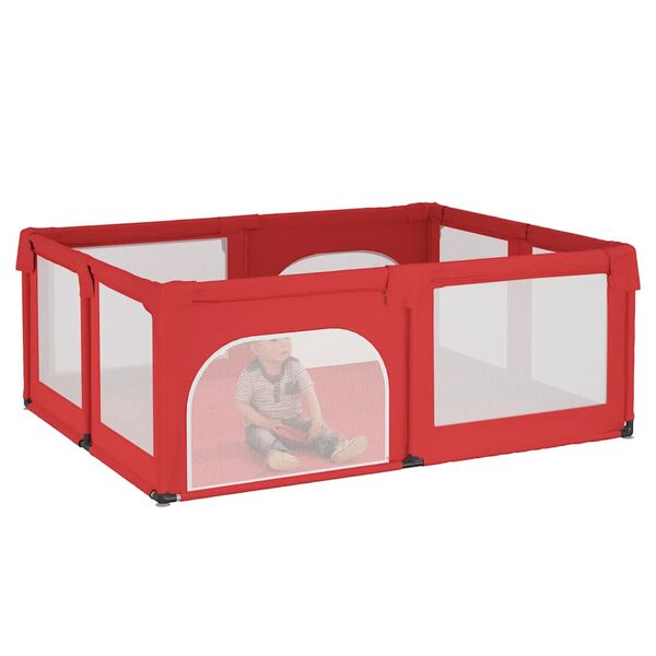 vidaXL Baby Playpen with 2 Doors Red Oxford Fabric