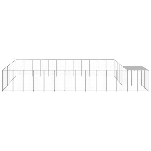 vidaXL Dog Kennel Silver and silver grey Powder-coated steel, Polyethylene