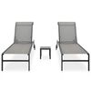 vidaXL Sun Lounger And Table Set of 2 Grey Textilene Full Size