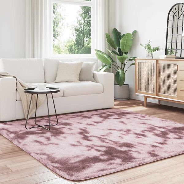vidaXL Shaggy Rug Dusty Pink 100% Polyester 79x79 in Non-slip