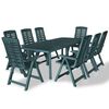 vidaXL Dining Set Green Plastic Large Dining Set Rectangular