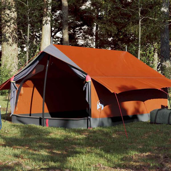 vidaXL Camping Tent 2-Person Gray and Orange Waterproof