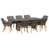 vidaXL Garden Dining Set with Cushion 9 pcs Grey Poly Rattan