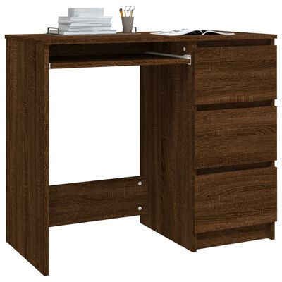 vidaXL Desk Brown Oak 35.4"x17.7"x29.9" Engineered Wood