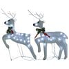 vidaXL Reindeer and Sleigh Christmas Decoration Set of 6 White Mesh