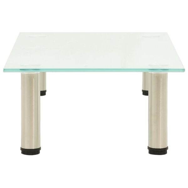 vidaXL TV Stand Transparent Tempered glass and stainless steel Small