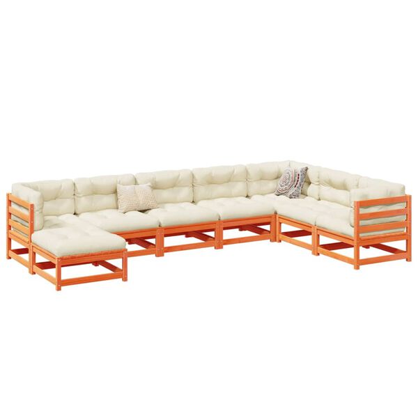 vidaXL Garden Sofa Set Wax brown Solid pine wood Large Modular