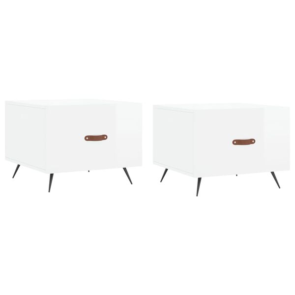 vidaXL Coffee Table Set of 2 High Gloss White Engineered Wood