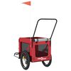 vidaXL Pet Bike Trailer Red and Black Oxford Fabric and Iron Durable