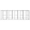 vidaXL Dog Kennel Silver Galvanized Steel, PE 130.1 sq ft Durable