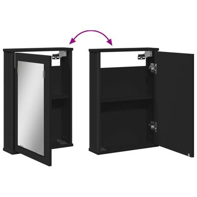 vidaXL Bathroom Mirror Cabinet Black 16.5"x4.7"x23.6" Engineered Wood