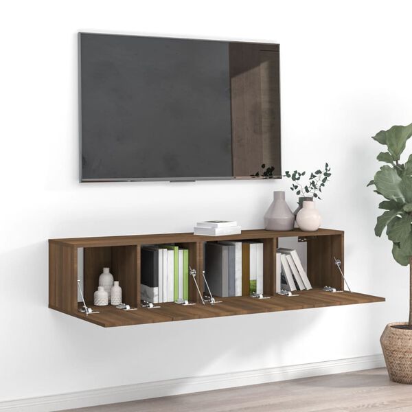 vidaXL TV Cabinet Set Set of 2 Brown oak Engineered wood Standard
