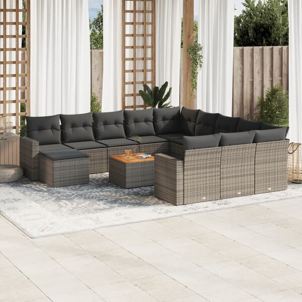 vidaXL Garden Sofa Set Set of 13 Grey, Dark Grey