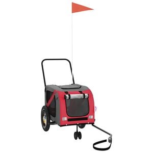 vidaXL Pet Bike Trailer Red and black Oxford fabric, iron, PVC Medium