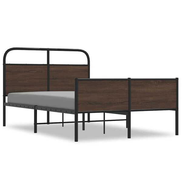 vidaXL Bed Frame Brown Oak Steel Full Rectangular Traditional