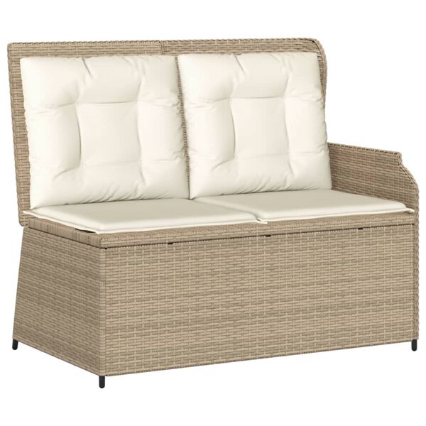 vidaXL Patio Lounge Set Beige Poly Rattan Compact Adjustable Feet