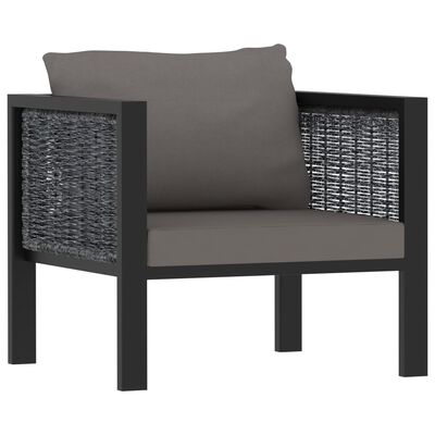 vidaXL 5 Piece Patio Lounge Set with Cushions Poly Rattan Anthracite