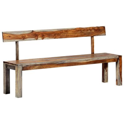 vidaXL Bench 63" Gray Solid Sheesham Wood