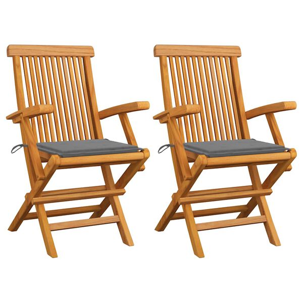 vidaXL Garden Chair Set of 2 Teak Wood Fine sanded teak hardwood