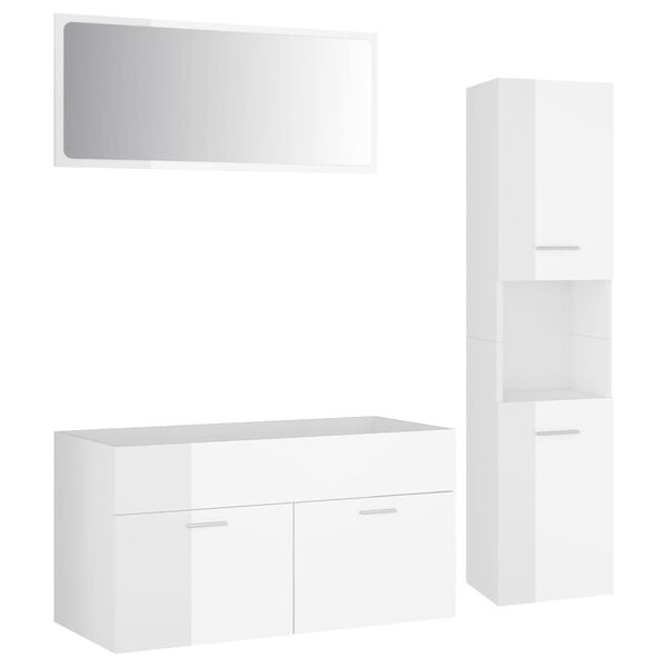 vidaXL Bathroom Furniture Set High gloss white Engineered wood, Acrylic