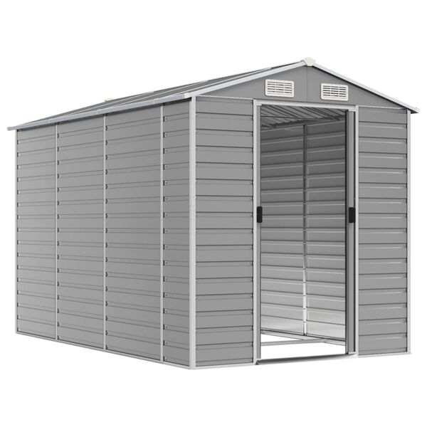 vidaXL Garden Shed Light Grey Galvanized Steel Medium Garden Shed